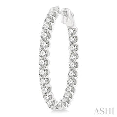 5 ctw Inside-Out Round Cut Diamond Oval Shape Hoop Earrings in 14K White Gold