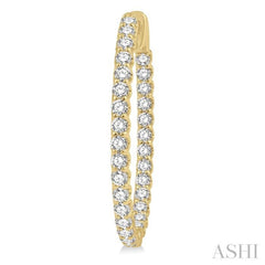 3 ctw Inside-Out Round Cut Diamond Oval Shape Hoop Earrings in 14K Yellow Gold
