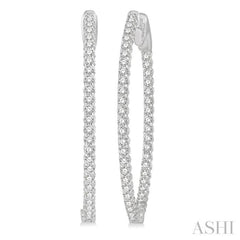 1 ctw Inside-Out Round Cut Diamond Oval Shape Hoop Earrings in 14K White Gold