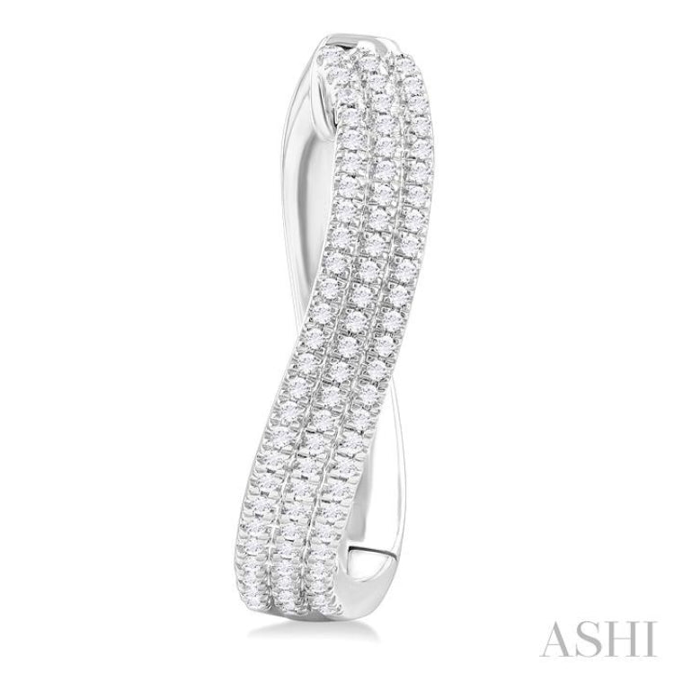 1/2 ctw Curvy Triple Row Round Cut Diamond Fashion Earring in 10K White Gold