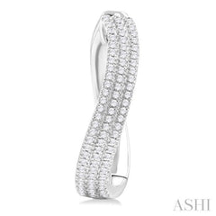 1/2 ctw Curvy Triple Row Round Cut Diamond Fashion Earring in 10K White Gold