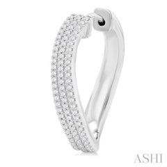 1/2 ctw Curvy Triple Row Round Cut Diamond Fashion Earring in 10K White Gold