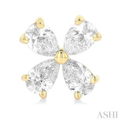 1/2 ctw Floral Pear Cut Diamond Stud Earrings in 14K Yellow Gold