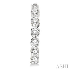 3 ctw Inside-Out Single Prong Set Round Cut Diamond Hoop Earrings in 14K White Gold