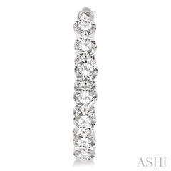 4 ctw Inside-Out Single Prong Set Round Cut Diamond Hoop Earrings in 14K White Gold
