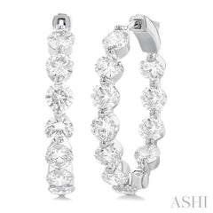 5 ctw Inside-Out Single Prong Set Round Cut Diamond Hoop Earrings in 14K White Gold