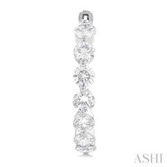 5 ctw Inside-Out Single Prong Set Round Cut Diamond Hoop Earrings in 14K White Gold