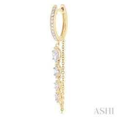 3/4 ctw Marquise and Round Cut Diamond Journey Long Chain Fashion Earrings in 14K Yellow Gold
