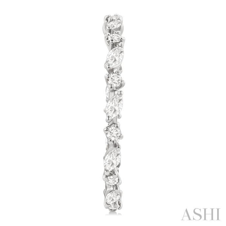 1 1/6 ctw Inside & Outside Marquise and Round Cut Diamond Fashion Open Hoop Earrings in 14K White Gold