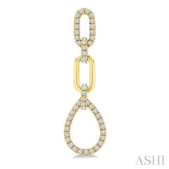 3/4 ctw Open Window Pear Drop Round Cut Diamond Fashion Dangle Earrings in 14K Yellow Gold