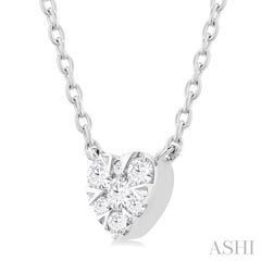 1/10 ctw Lovebright Petite Heart Shape Round Cut Diamond Fashion Pendant With Chain in 10K White Gold