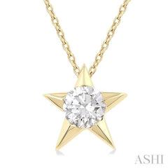 1/2 ctw Star Round Cut Diamond Fashion Pendant With Chain in 14K Yellow Gold