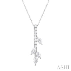 1/4 ctw Marquise and Round Cut Diamond Fashion Pendant With Chain in 14K White Gold