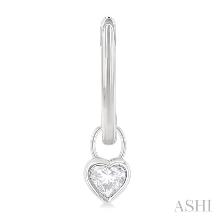 1/3 ctw Bezel Set Heart Cut Diamond Huggie Earrings in 14K White Gold