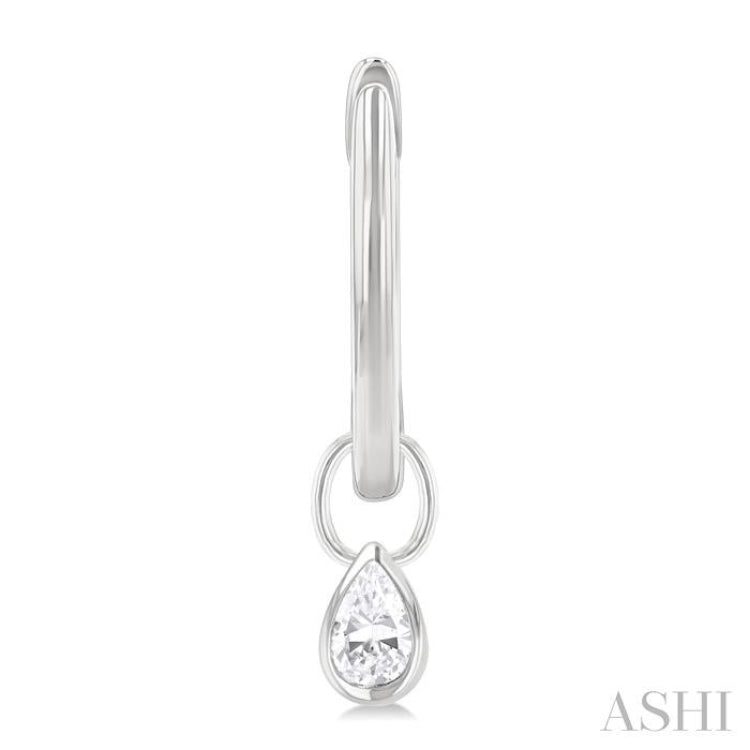 1/3 ctw Bezel Set Pear Cut Diamond Huggie Earrings in 14K White Gold