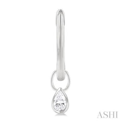 1/3 ctw Bezel Set Pear Cut Diamond Huggie Earrings in 14K White Gold