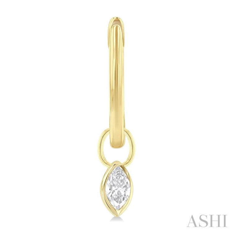 1/3 ctw Bezel Set Marquise Cut Diamond Huggie Earrings in 14K Yellow Gold
