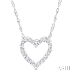 1/10 ctw Heart Shape Round Cut Diamond Pendant With Chain in 14K  White Gold