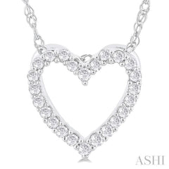 1/10 ctw Heart Shape Round Cut Diamond Pendant With Chain in 14K  White Gold