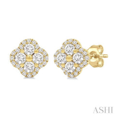.50CTRDDM CLOVER EARRINGS YG 14K-G*