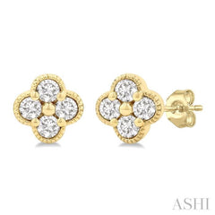 .20CTRDDM CLOVER EARRINGS YG 14K-G*