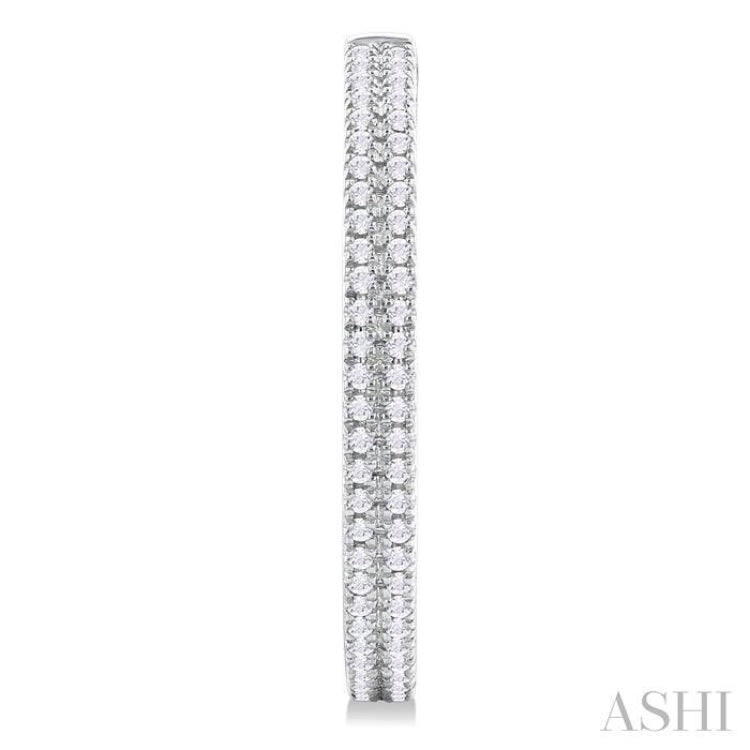 1/3 ctw Double Row Round Cut Diamond Fashion Half Hoop Earring in 10K White Gold
