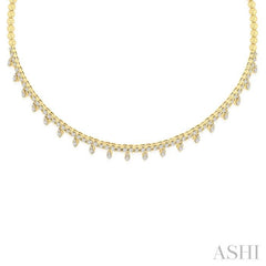 2 1/3 ctw Dangle Accent Round Cut Diamond Choker Necklace in 14K Yellow Gold