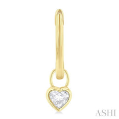 1/3 ctw Bezel Set Heart Cut Diamond Huggie Earrings in 14K Yellow Gold