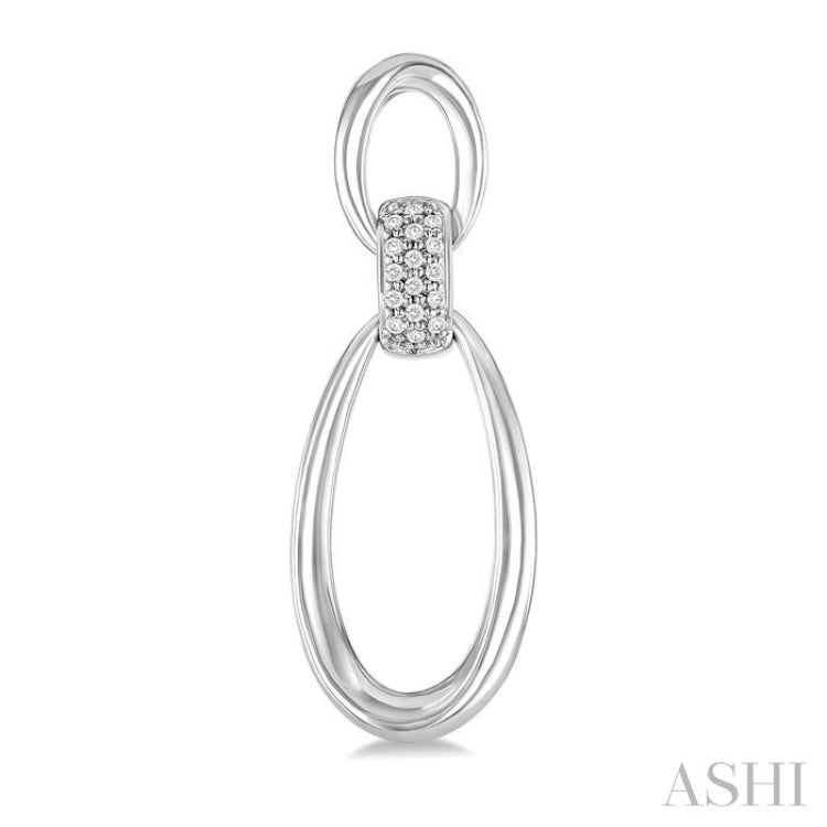 1/10 Ctw Oval Shape Link Single Cut Diamond Fashion Earrings in Sterling Silver