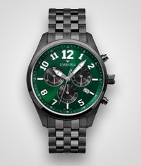 Parkhill Stainless Steel, Two-Tone Green Face 10 ATM, 6-hand Swiss Chronograph Men's Watch