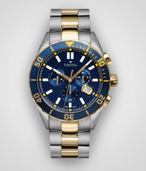 Parkhill Blue Face/Bezel Two-Tone Band 10 ATM, Swiss Chronograph Men's Watch