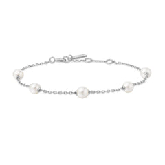 Miss Dainty Silver Shell Pearl Station Bracelet