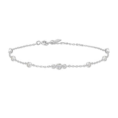 Miss Dainty Silver Sparkling Bezel CZ Station Bracelet