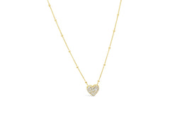 Charm & Chain Necklace Pavé Heart ( GOLD PLATED)