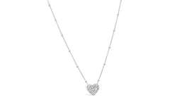 Charm & Chain Necklace Pavé Heart( SILVER)