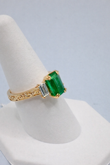 14ky Gold and 2.67CT AA Deep Green Emerald Ring