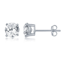 Sterling Silver 6MM Crystal "April" Swarovski Element Earrings