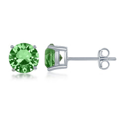 Sterling Silver 6MM Peridot "August" Swarovski Element Earrings