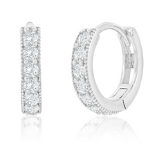 Sterling Silver, 13mm CZ Hoop Earrings