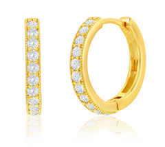 Sterling Silver, 19mm CZ Hoop Earrings - Gold Plated
