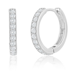 Sterling Silver, 19mm CZ Hoop Earrings