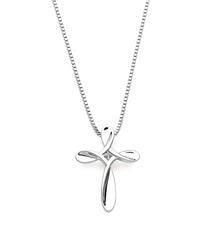 Diva Diamonds® Cross Pendant In Sterling Silver With .01 Ct. Diamond