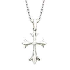 Diva Diamonds® Cross Pendant In Sterling Silver With .01 Ct. Diamond