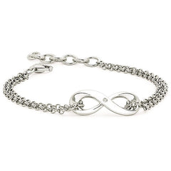 Diva Diamonds® Infinity Bracelet In Sterling Silver With .01 Ct. Diamond With Rollo Chain Adjustable Between 7.5" & 6.5" And Lobster Claw Clasp