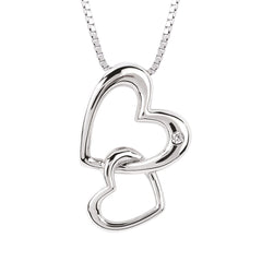 Diva Diamonds® Double Hearts Pendant In Sterling Silver With .01 Ct. Diamond