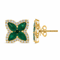 Y Clover Earring .33RD .06EM-RD 1.48EM-PS