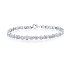 Sterling Silver, Oval & Round Diamond Bracelet - (704 Stones)