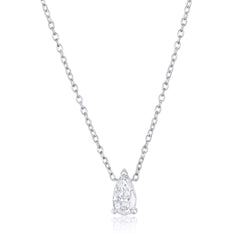Sterling Silver, Lab-Grown 8x5mm Pearshaped Diamond Necklace