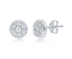 Sterling Silver, Cluster of Diamonds 5mm Studs - (14 Stones)