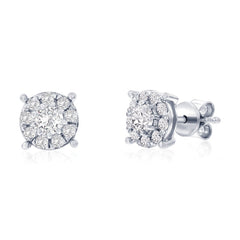 Sterling Silver, 0.78cttw Lab-Grown Diamond, 7mm Studs - (20 Stones)